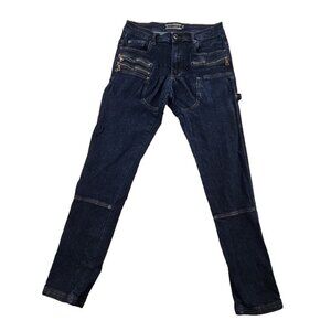 Decibel Jeans Men's 34x33 Moto Cargo Blue Pants Mid Rise Slim Skinny Straight